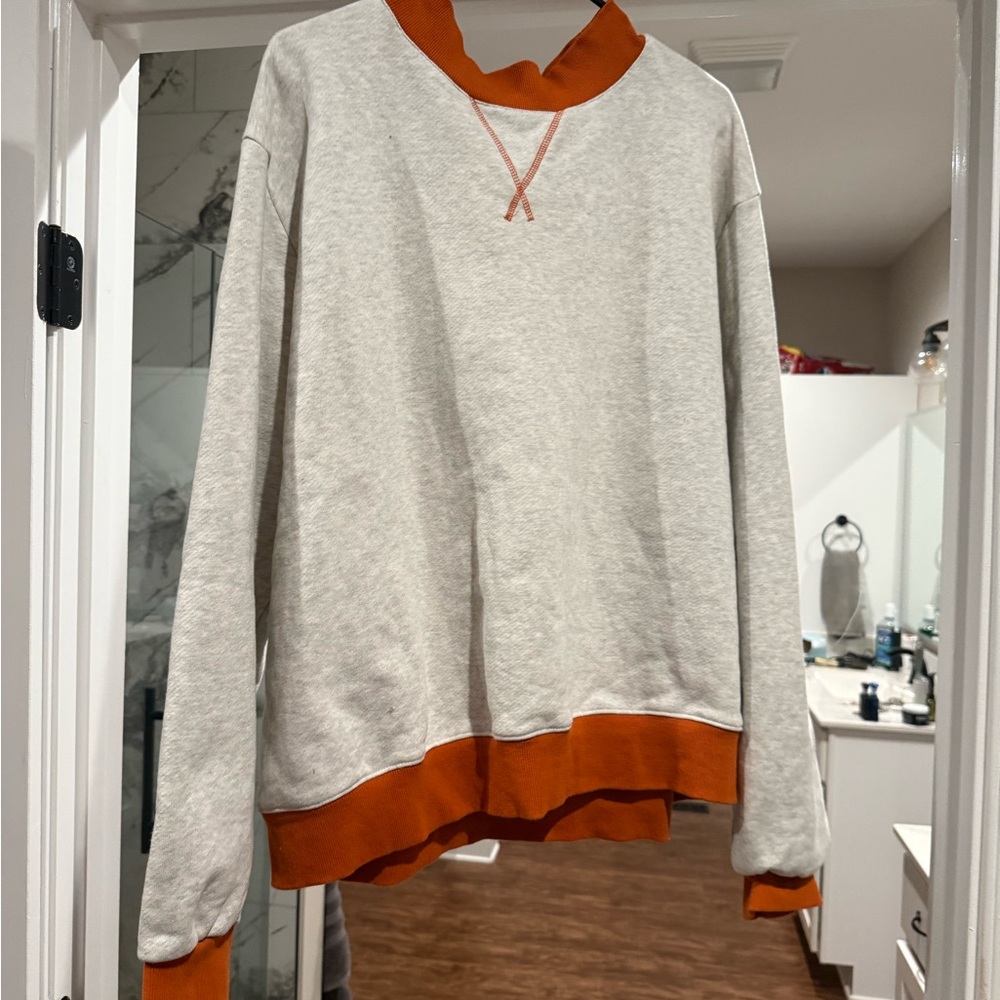 Women's Two-Tone Parke Crewneck Sweatshirt - Light Gray with Burnt Orange Trim
